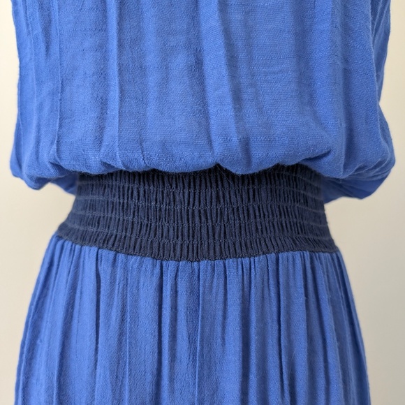 T-Bags Los Angeles Navy Maxi Dress Strapless Halter Long Floor Length Tiered - Picture 8 of 12